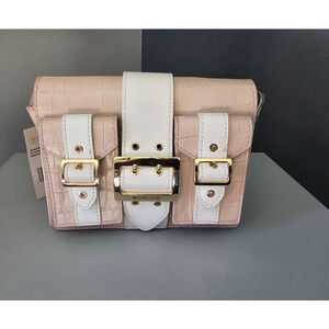 NWT Michael Kors Two-Tone Crocodile Embossed Leather Messenger Bag